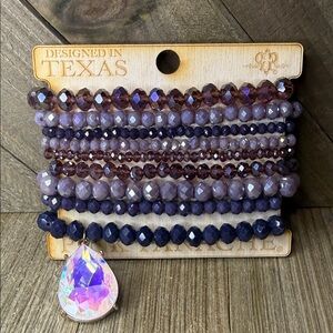 Pink Panache Purple Beaded Stack Bracelet Set